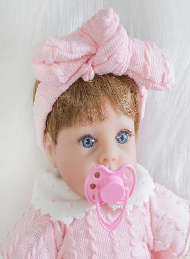 ENADOLL Lifelike Reborn Baby Doll, Newborn Baby Dolls Realistic 16 Inch Girl with Pink Headband Silicone Vinyl Weighted Soft Body Gift Set for Kids Age 3+ - Image 4